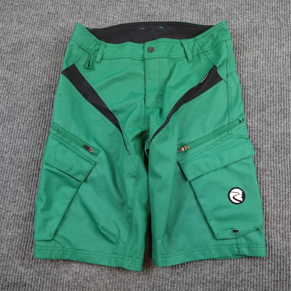 Maloja Shorts Mens Medium Green MTB Cargo Lined 11 Inseam Trail Zip Pockets